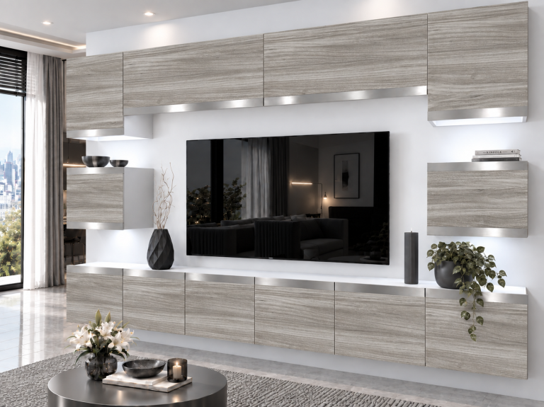 Composition murale Prestige 300 cm TV/RTV grise anthracite graphite Fabricant IMP P Tarantino 3/5/W/GW1/0/0/SL