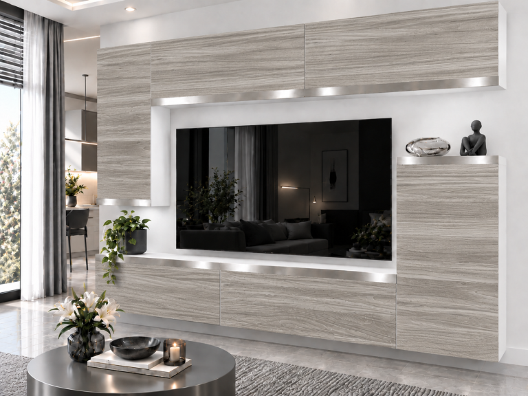 Composition murale Prestige 250 cm TV/RTV grise anthracite graphite Fabricant IMP P Woody 8/5/W/GW1/0/0/SL