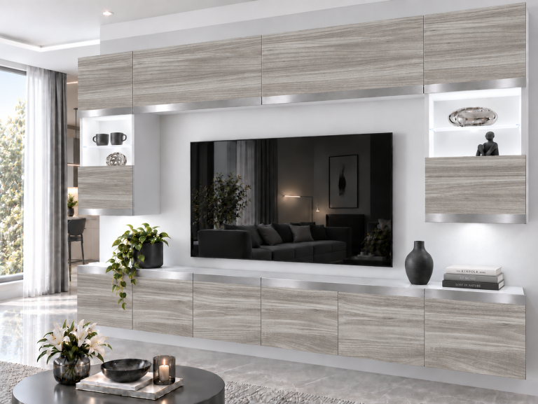 Composition murale Prestige 300 cm TV/RTV grise anthracite graphite Fabricant IMP P2 Nolan 1/5/W/GW1/0/0/SL