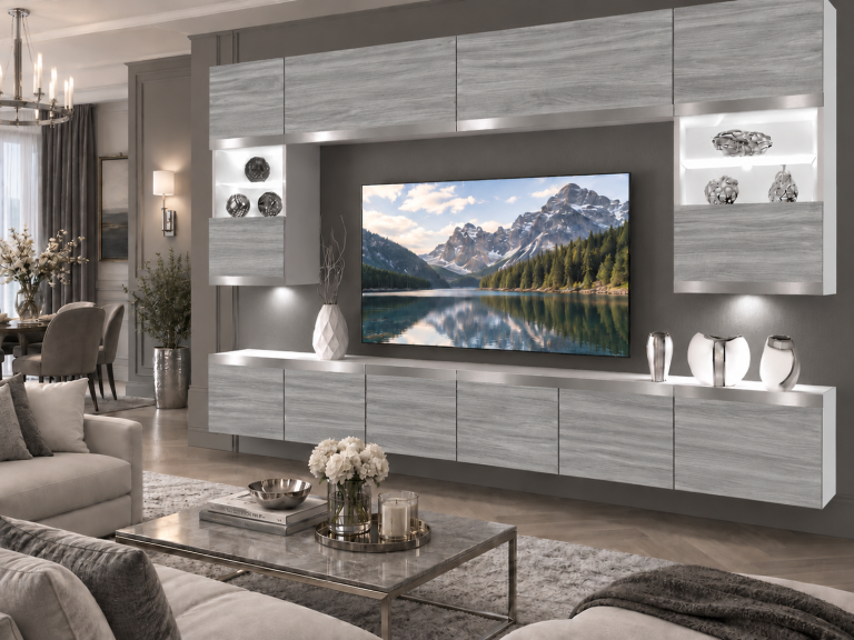Composition murale Prestige 300 cm TV/RTV grise anthracite graphite Fabricant IMP P2 Nolan 1/5/W/GW1/0/0/SL