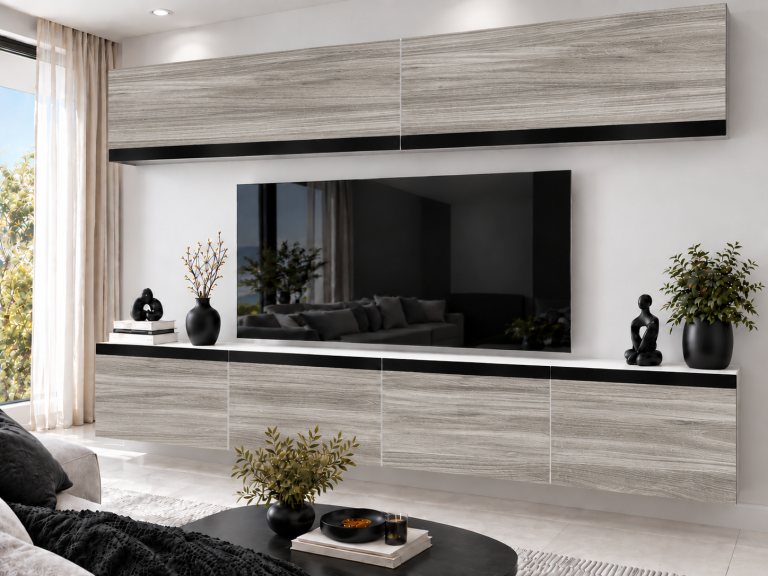 Composition murale Prestige 200 cm TV/RTV grise anthracite graphite Fabricant IMP P Brando 6/5/W/GW1/0/0/CM