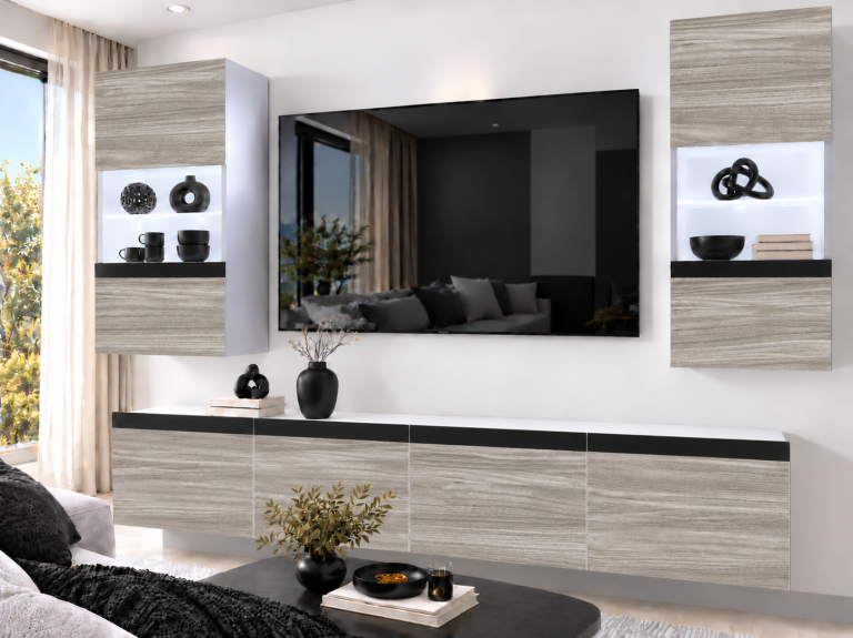 Composition murale Prestige 200 cm TV/RTV grise anthracite graphite Fabricant IMP P Keanu 7/5/W/GW1/0/0/CM