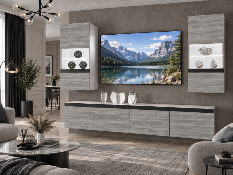 Composition murale Prestige 200 cm TV/RTV grise anthracite graphite Fabricant IMP P Keanu 7/5/W/GW1/0/0/CM