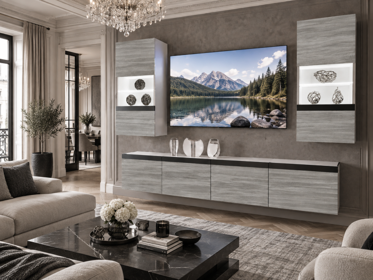 Composition murale Prestige 200 cm TV/RTV grise anthracite graphite Fabricant IMP P Keanu 7/5/W/GW1/0/0/CM