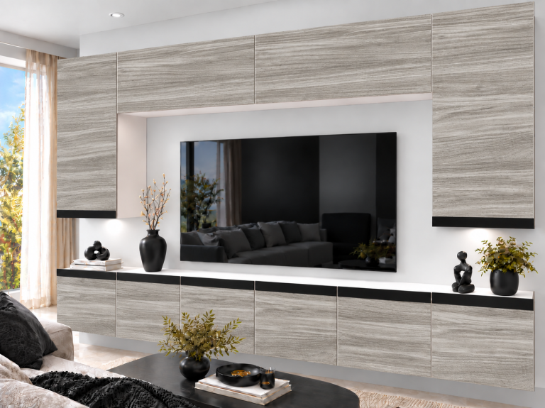 Composition murale Prestige 300 cm TV/RTV grise anthracite graphite Fabricant IMP P Monroe 2/5/W/GW1/0/0/CM