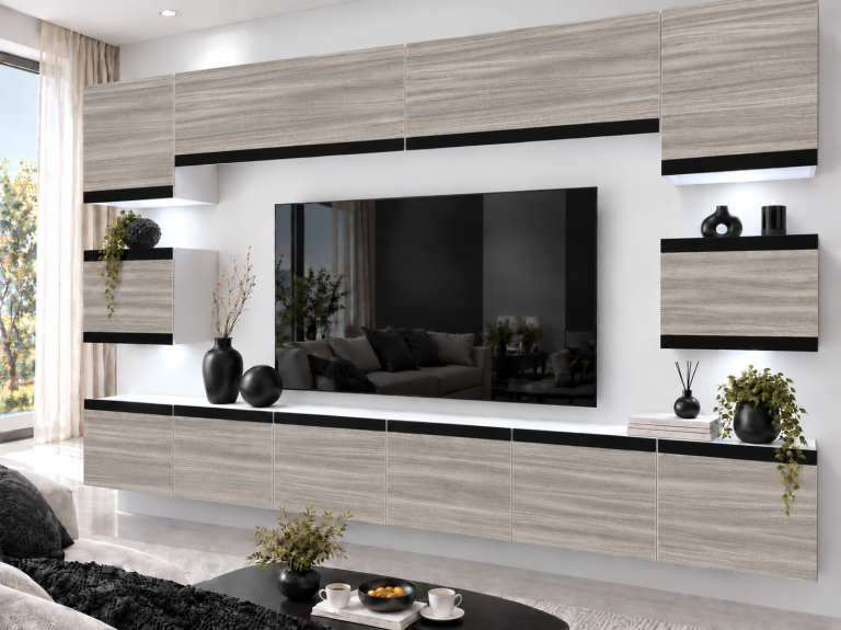 Composition murale Prestige 300 cm TV/RTV grise anthracite graphite Fabricant IMP P Tarantino 3/5/W/GW1/0/0/CM