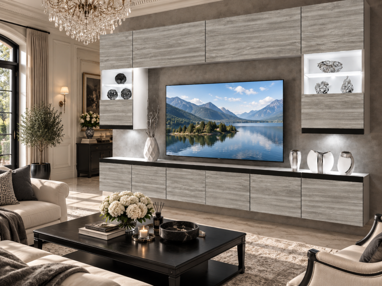 Composition murale Prestige 300 cm TV/RTV grise anthracite graphite Fabricant IMP P1 Nolan 1/5/W/GW1/0/0/CM