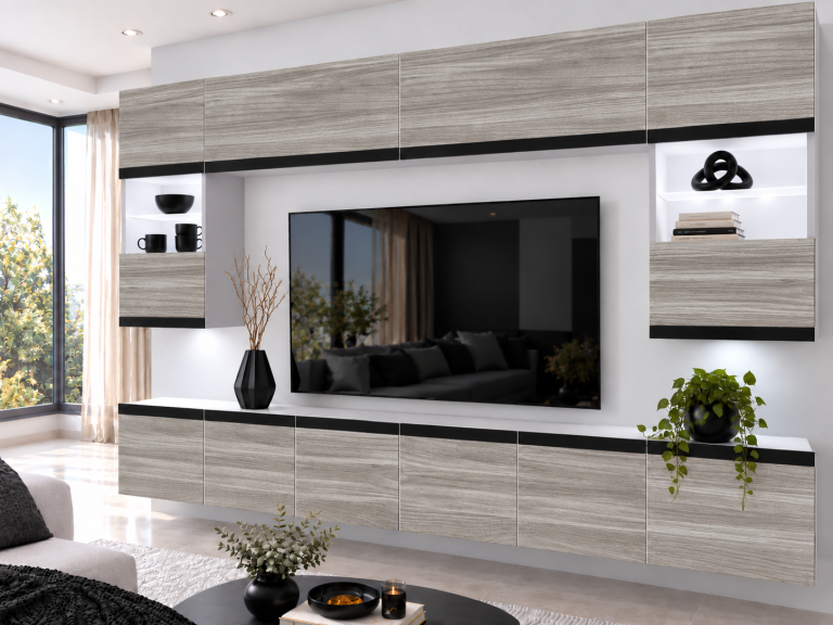 Composition murale Prestige 300 cm TV/RTV grise anthracite graphite Fabricant IMP P2 Nolan 1/5/W/GW1/0/0/CM