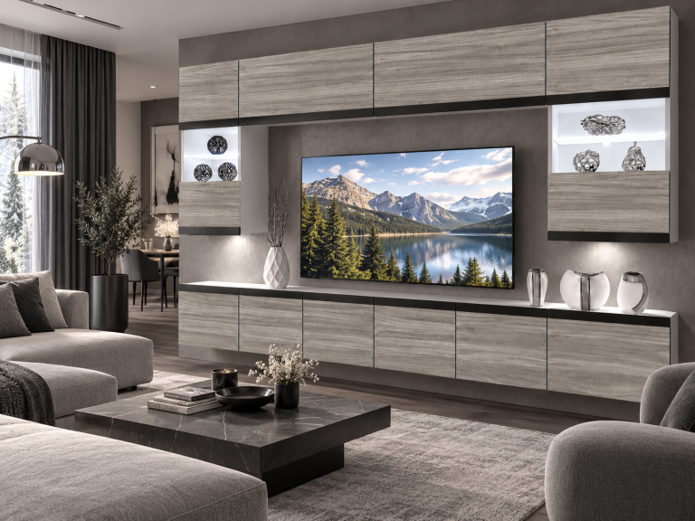 Composition murale Prestige 300 cm TV/RTV grise anthracite graphite Fabricant IMP P2 Nolan 1/5/W/GW1/0/0/CM