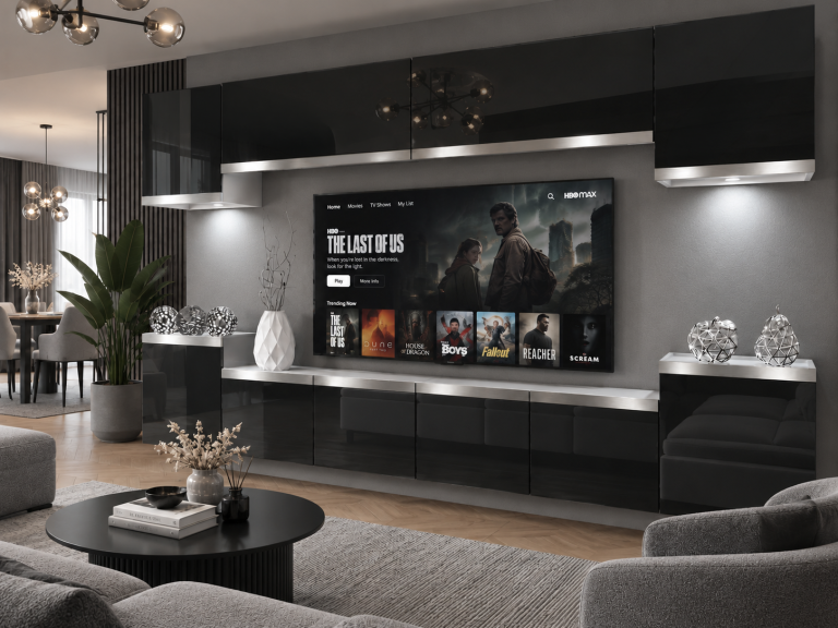Composition murale Prestige 300 cm TV/RTV noire brillante Fabricant IMP P Hepburn 4/5/W/B/0/0/SL