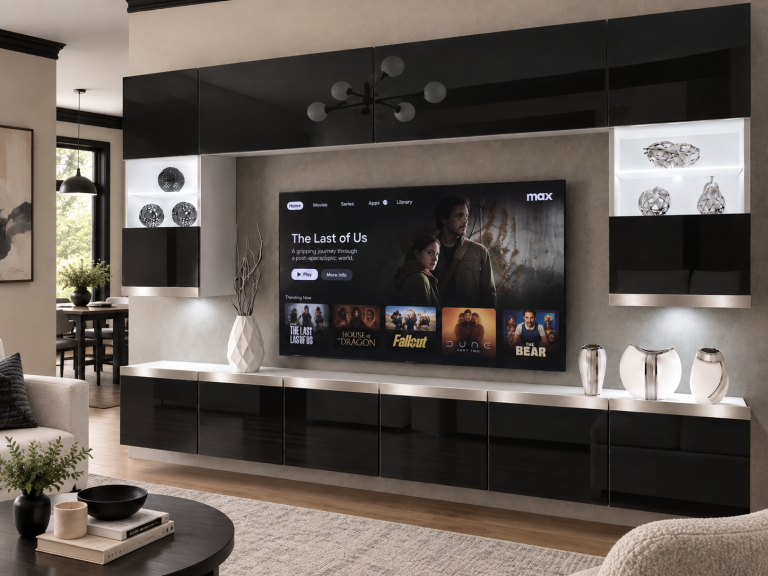 Composition murale Prestige 300 cm TV/RTV noire brillante Fabricant IMP P1 Nolan 1/5/W/B/0/0/SL