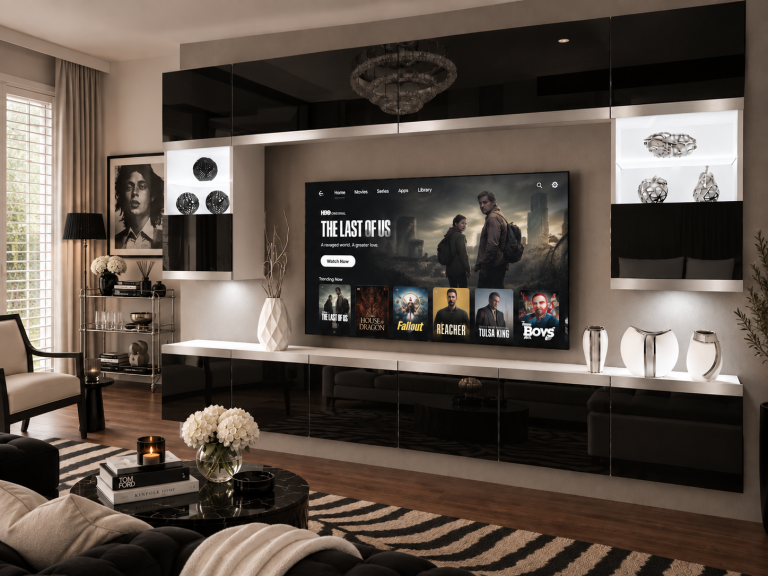 Composition murale Prestige 300 cm TV/RTV noire brillante Fabricant IMP P2 Nolan 1/5/W/B/0/0/SL