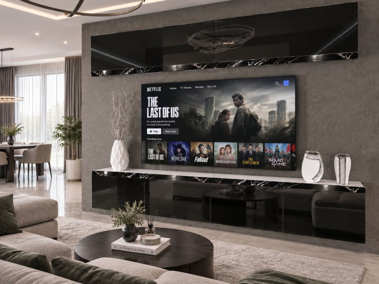 Composition murale Prestige 200 cm TV/RTV noire brillante Fabricant IMP P Brando 6/5/W/B/0/0/CS