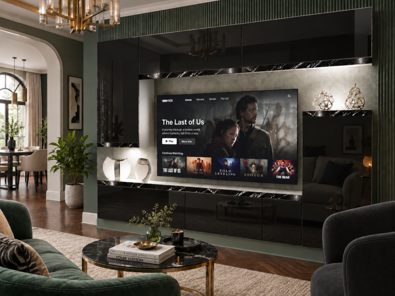Composition murale Prestige 250 cm TV/RTV noire brillante Fabricant IMP P Woody 8/5/W/B/0/0/CS