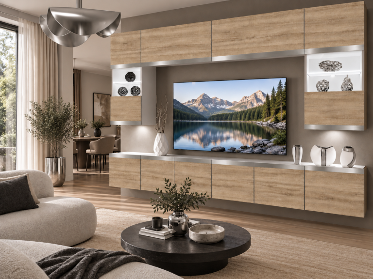 Composition murale Prestige 300 cm TV/RTV chêne chêne wotan chêne sonoma Fabricant IMP P2 Nolan 1/5/W/DS/0/0/SL