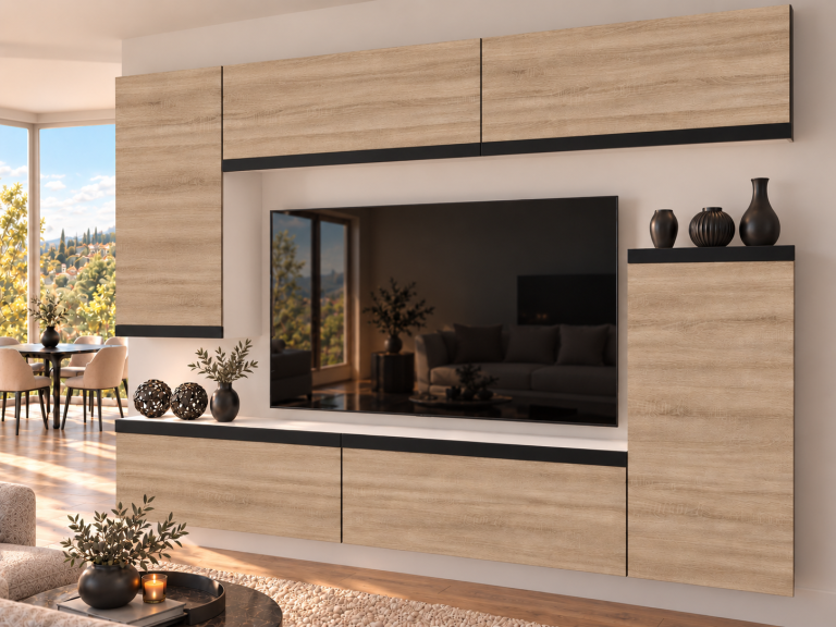 Composition murale Prestige 250 cm TV/RTV chêne chêne wotan chêne sonoma Fabricant IMP P Woody 8/5/W/DS/0/0/CM