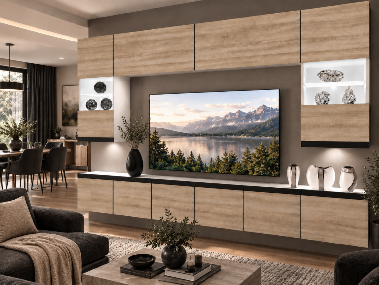 Composition murale Prestige 300 cm TV/RTV chêne chêne wotan chêne sonoma Fabricant IMP P1 Nolan 1/5/W/DS/0/0/CM