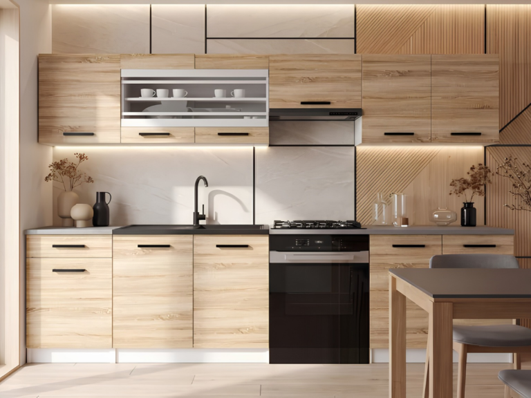 Cuisine 260 cm chêne wotan / chêne sonoma avec plan de travail – Producteur TOR PRIMO260/3/WT/DS/0/B1