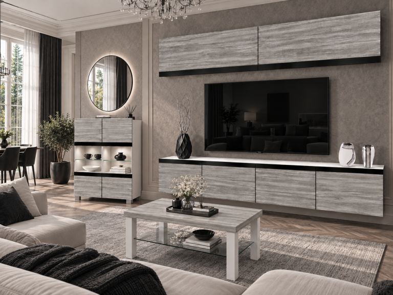 Composition murale Prestige 200 cm TV/RTV grise anthracite graphite Fabricant IMP P Brando 6/5/W/GW1/0/0/CM