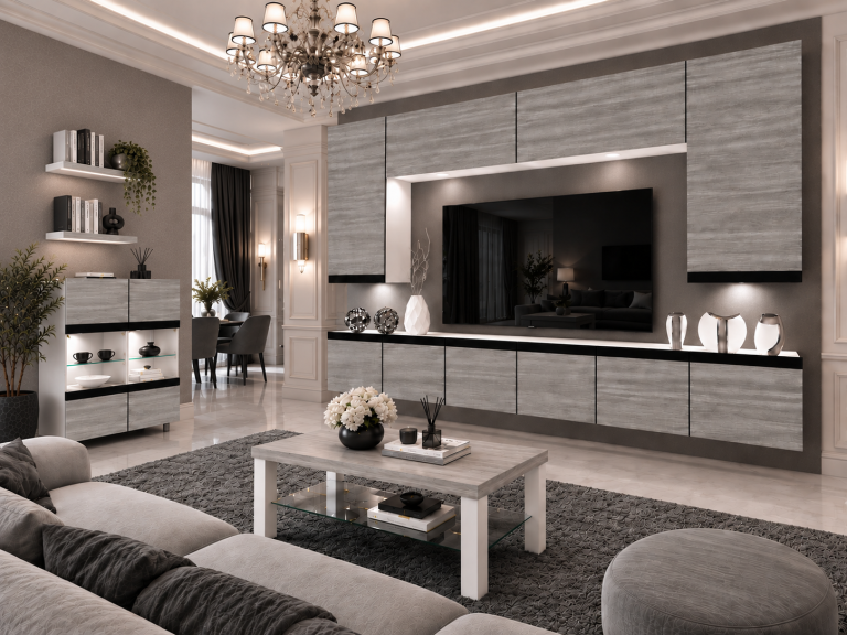 Composition murale Prestige 300 cm TV/RTV grise anthracite graphite Fabricant IMP P Monroe 2/5/W/GW1/0/0/CM