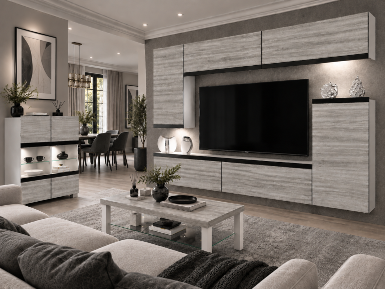 Composition murale Prestige 250 cm TV/RTV grise anthracite graphite Fabricant IMP P Woody 8/5/W/GW1/0/0/CM