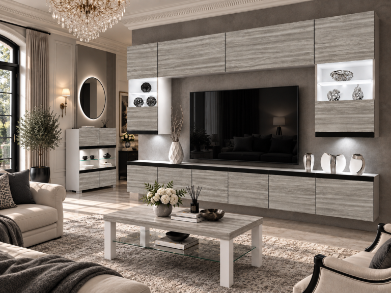 Composition murale Prestige 300 cm TV/RTV grise anthracite graphite Fabricant IMP P1 Nolan 1/5/W/GW1/0/0/CM