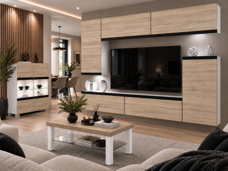 Composition murale Prestige 250 cm TV/RTV chêne chêne wotan chêne sonoma Fabricant IMP P Woody 8/5/W/DS/0/0/CM