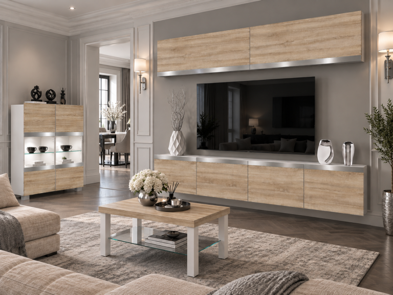 Composition murale Prestige 200 cm TV/RTV chêne chêne wotan chêne sonoma Fabricant IMP P Brando 6/5/W/DS/0/0/SL