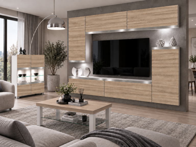 Composition murale Prestige 250 cm TV/RTV chêne chêne wotan chêne sonoma Fabricant IMP P Woody 8/5/W/DS/0/0/SL