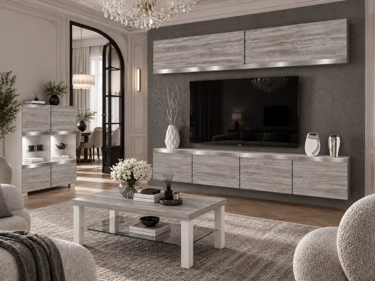 Composition murale Prestige 200 cm TV/RTV grise anthracite graphite Fabricant IMP P Brando 6/5/W/GW1/0/0/SL