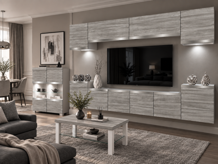 Composition murale Prestige 300 cm TV/RTV grise anthracite graphite Fabricant IMP P Hepburn 4/5/W/GW1/0/0/SL