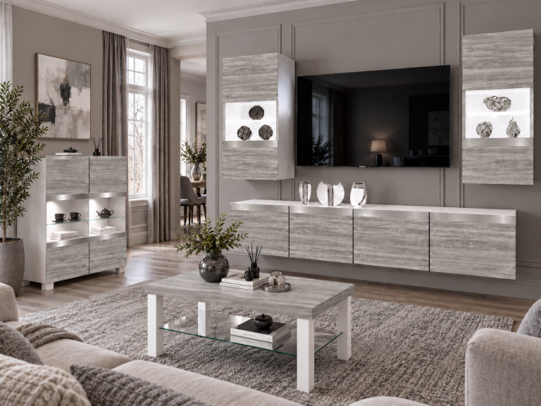 Composition murale Prestige 200 cm TV/RTV grise anthracite graphite Fabricant IMP P Keanu 7/5/W/GW1/0/0/SL