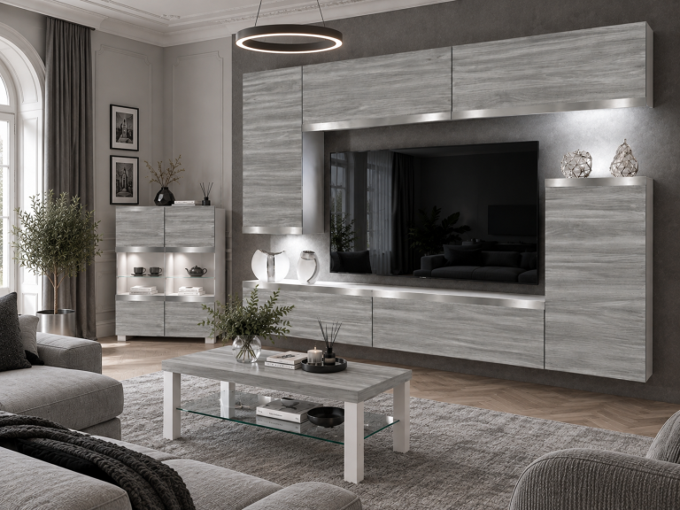 Composition murale Prestige 250 cm TV/RTV grise anthracite graphite Fabricant IMP P Woody 8/5/W/GW1/0/0/SL