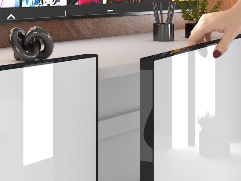 Composition murale Linea 200 cm TV/RTV blanche brillante Fabricant IMP L Keanu 7/5/W/W/0/0