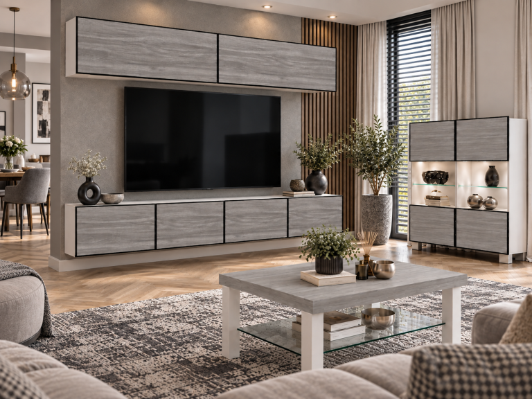 Composition murale Linea 200 cm TV/RTV grise anthracite graphite Fabricant IMP L Brando 6/5/W/GW1/0/0