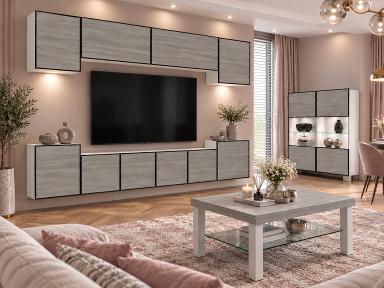 Composition murale Linea 300 cm TV/RTV grise anthracite graphite Fabricant IMP L Hepburn 4/5/W/GW1/0/0
