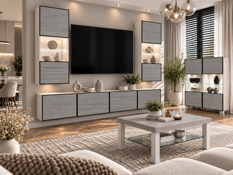 Composition murale Linea 200 cm TV/RTV grise anthracite graphite Fabricant IMP L Keanu 7/5/W/GW1/0/0