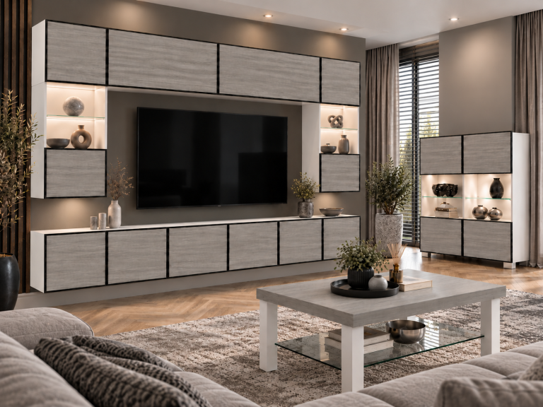 Composition murale Linea 300 cm TV/RTV grise anthracite graphite Fabricant IMP L Nolan 1/5/W/GW1/0/0