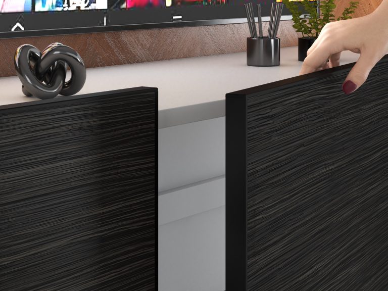 Composition murale Linea 200 cm TV/RTV noire ébène Fabricant IMP L Brando 6/5/W/HK/0/0