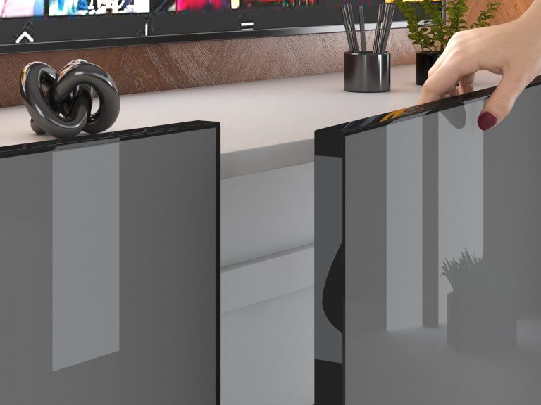 Composition murale Linea 200 cm TV/RTV grise brillante Fabricant IMP L Brando 6/5/W/S/0/0
