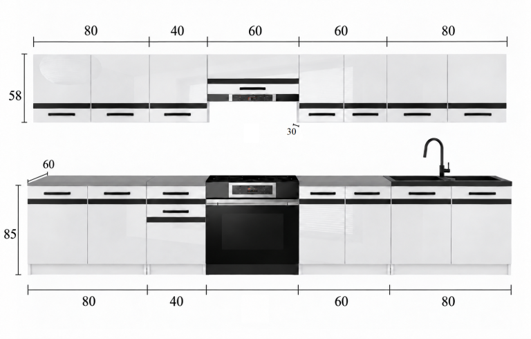 Meubles de cuisine Prestige 320 cm chêne wotan avec plan de travail Fabricant TOR P Vincent/0/WT/DW/0/A1/CM