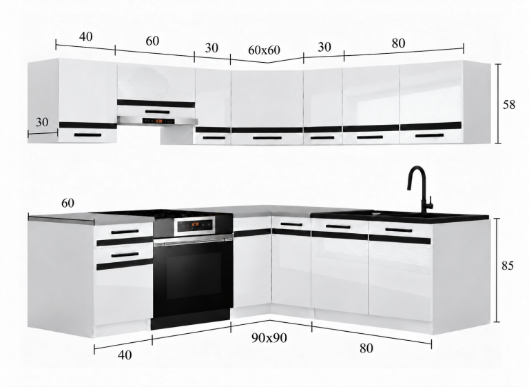 Meubles de cuisine Prestige 360 cm chêne wotan avec plan de travail Fabricant TOR P Pablo/0/WT/DW/0/C1/SL
