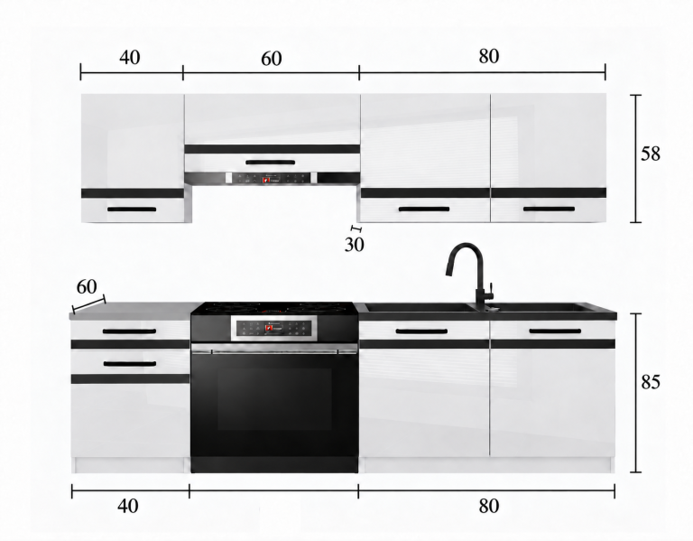 Meubles de cuisine Prestige 180 cm chêne sonoma avec plan de travail Fabricant TOR P Leonardo/0/WT/DS/0/C1/SL