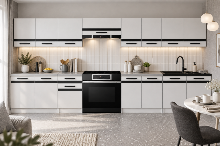 Meubles de cuisine Prestige 320 cm blanc mat avec plan de travail Fabricant TOR P Vincent/0/WT/WT/0/A1/CM