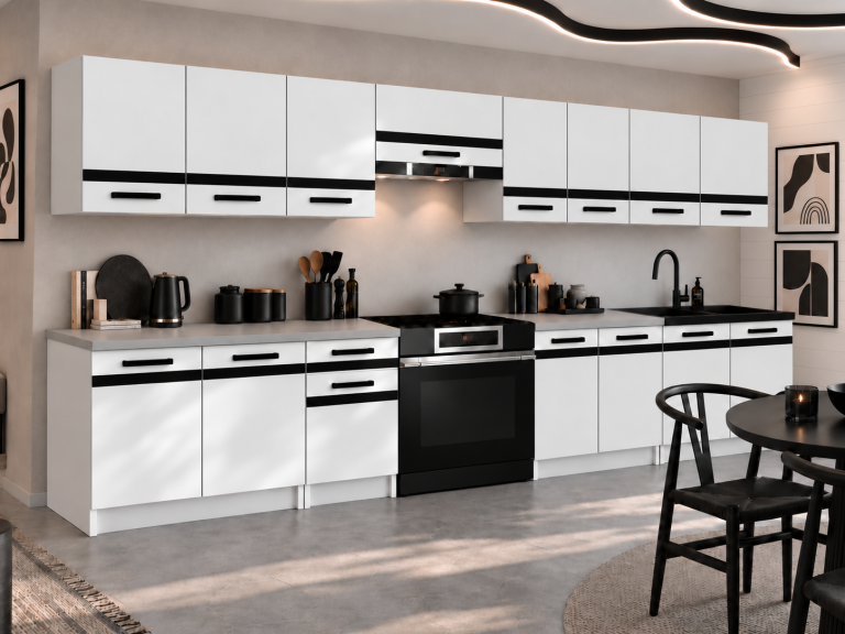 Meubles de cuisine Prestige 320 cm blanc mat avec plan de travail Fabricant TOR P Vincent/0/WT/WT/0/A1/CM