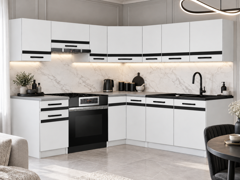 Meubles de cuisine Prestige 360 cm blanc mat avec plan de travail Fabricant TOR P Pablo/0/WT/WT/0/A1/CM