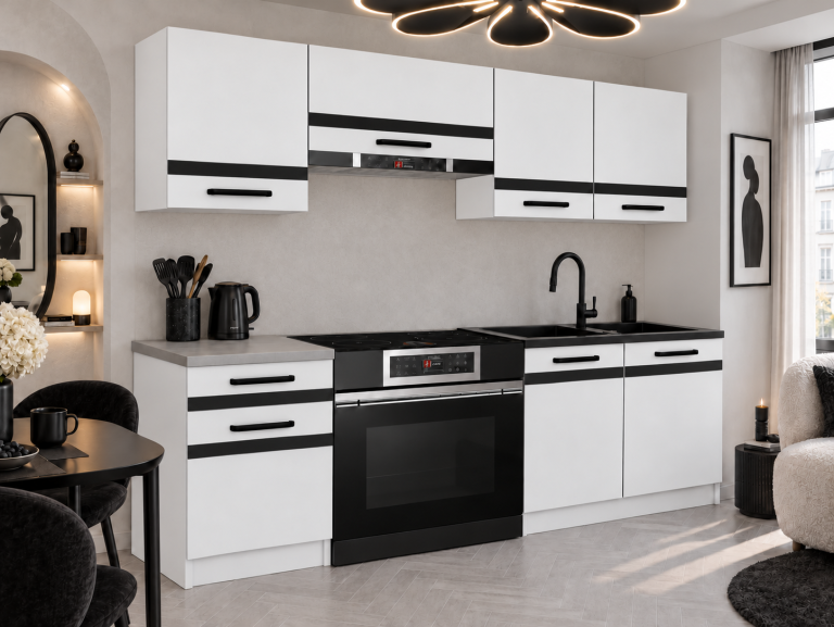 Meubles de cuisine Prestige 180 cm blanc mat avec plan de travail Fabricant TOR P Leonardo/0/WT/WT/0/A1/CM