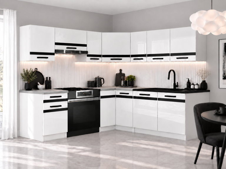 Meubles de cuisine Prestige 360 cm blanc brillant sans plan de travail Fabricant INF P Pablo/0/WT/W/BB/A1/CM
