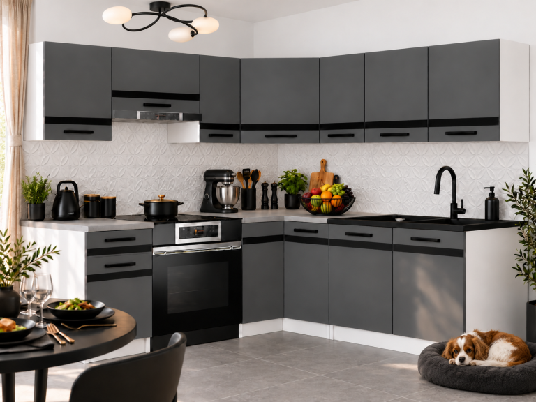Meubles de cuisine Prestige 360 cm gris mat avec plan de travail Fabricant TOR P Pablo/0/WT/SR/0/A1/CM
