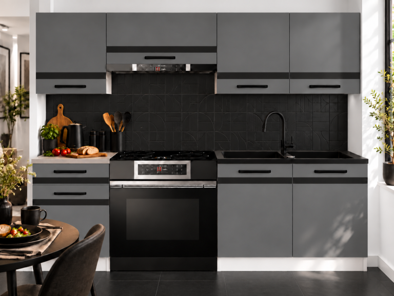 Meubles de cuisine Prestige 180 cm gris mat avec plan de travail Fabricant TOR P Leonardo/0/WT/SR/0/A1/CM
